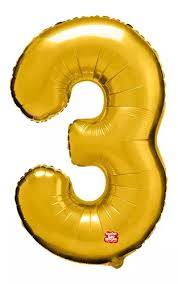 BALAO NUMERICO SAO ROQUE 40CM N3 DOURADO