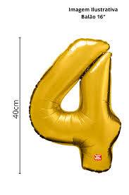 BALAO NUMERICO SAO ROQUE 40CM N4 DOURADO