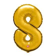 BALAO NUMERICO SAO ROQUE 40CM N8 DOURADO