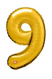 BALAO NUMERICO SAO ROQUE 40CM N9 DOURADO
