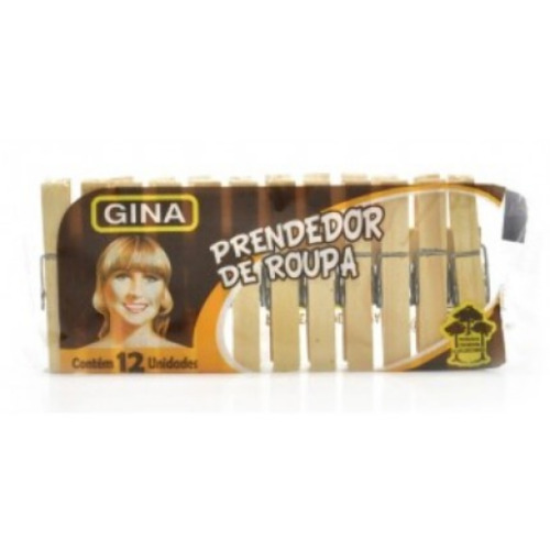 PRENDEDOR ROUPA MADEIRA GINA C/12