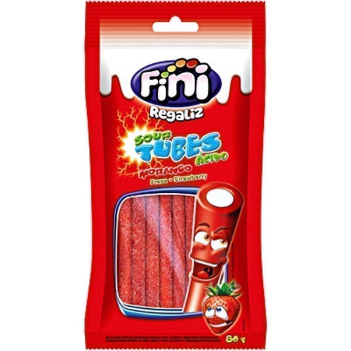 BALA FINI REGALIZ TUBES 80G MORANGO